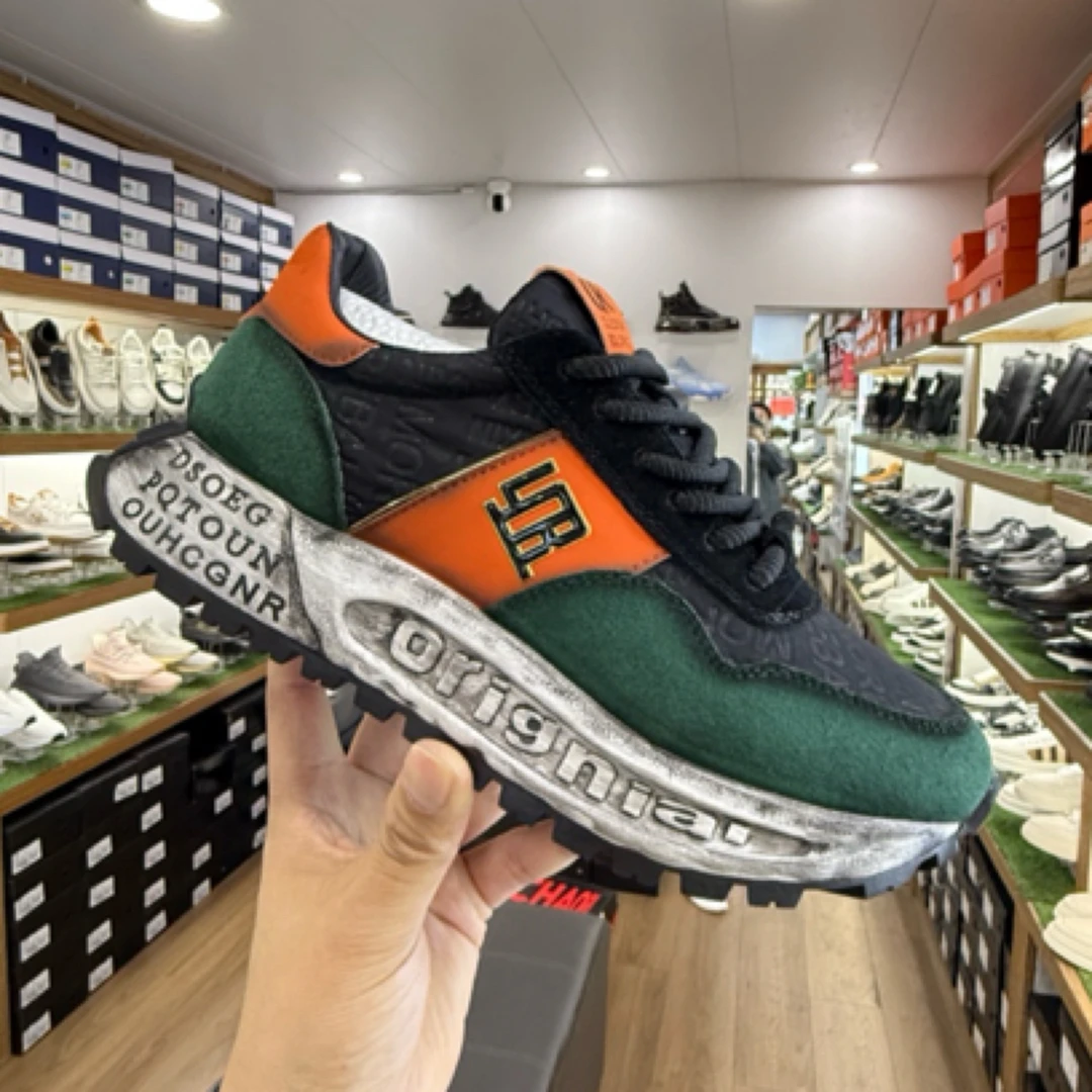 男鞋2025春季新款头层牛皮轻便软底真皮透气潮牌拼色运动休闲潮鞋