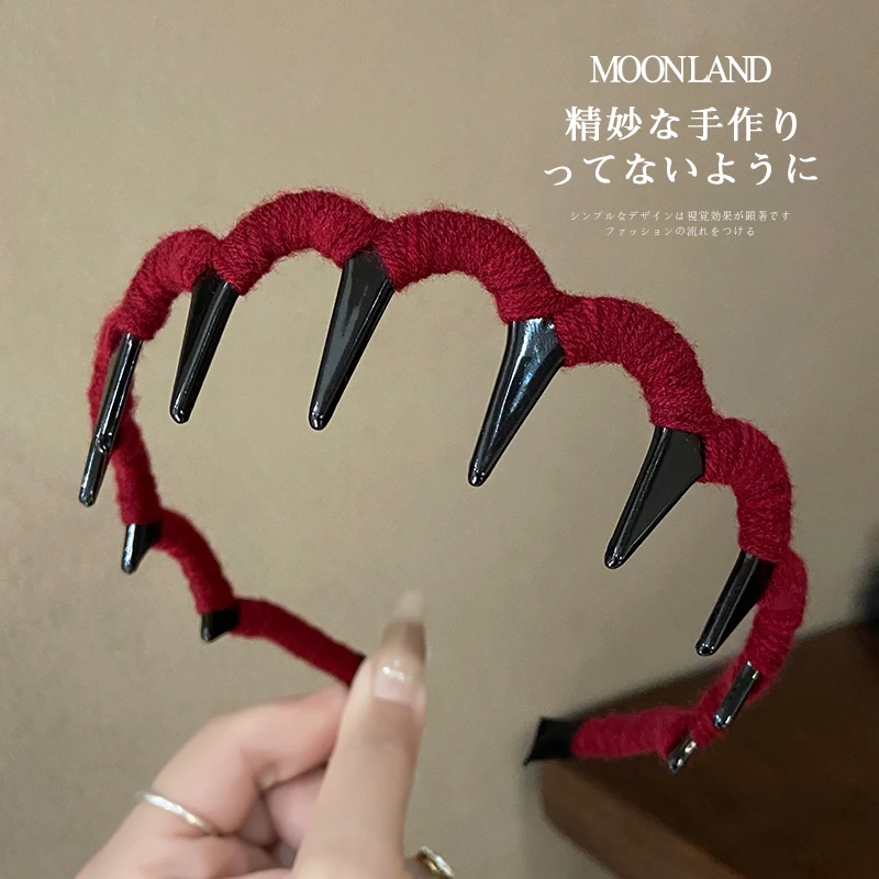 复古气质毛线大波浪长齿发箍高级感蓬松高颅顶洗脸头箍发卡头饰女