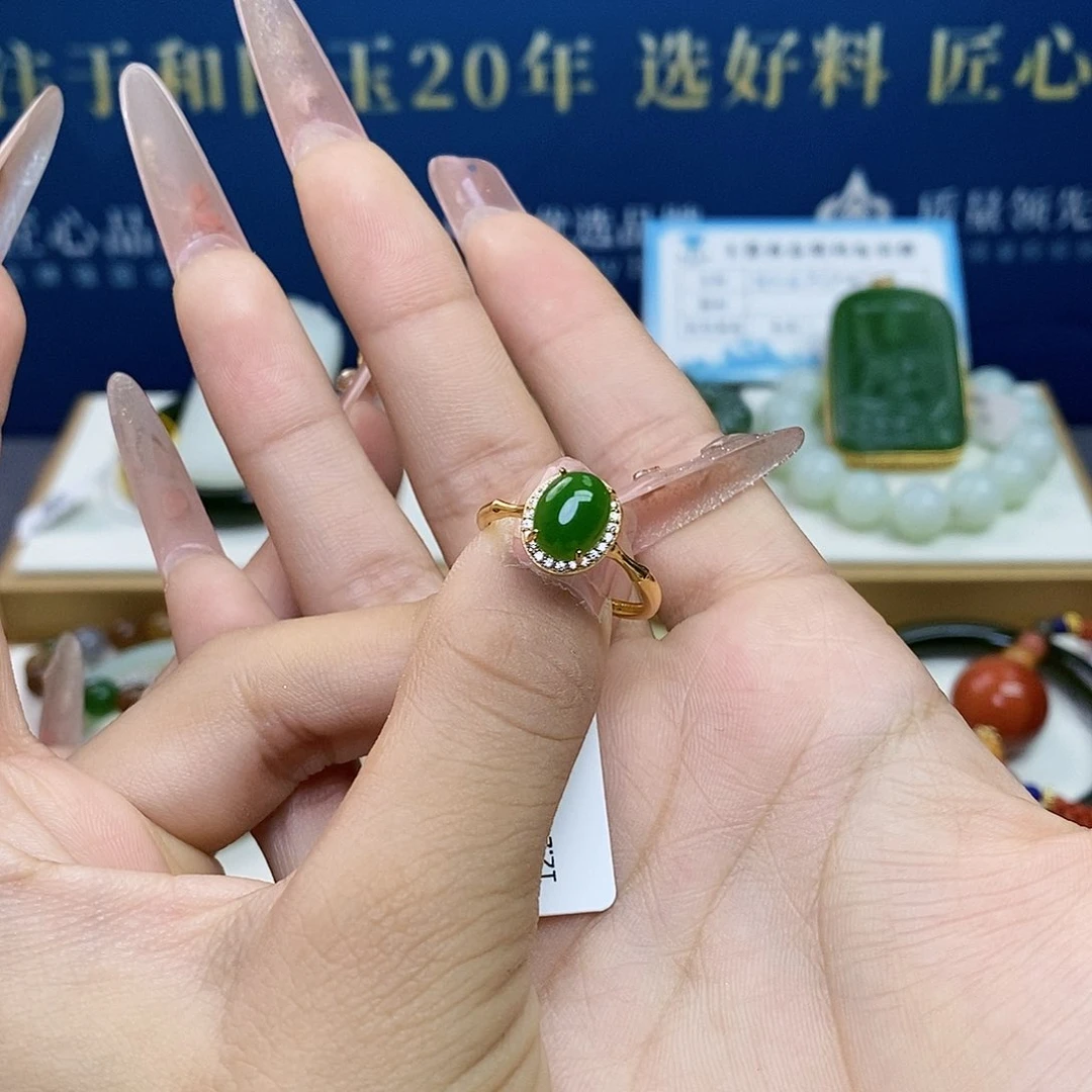 银S925镶嵌戒指和田玉sj