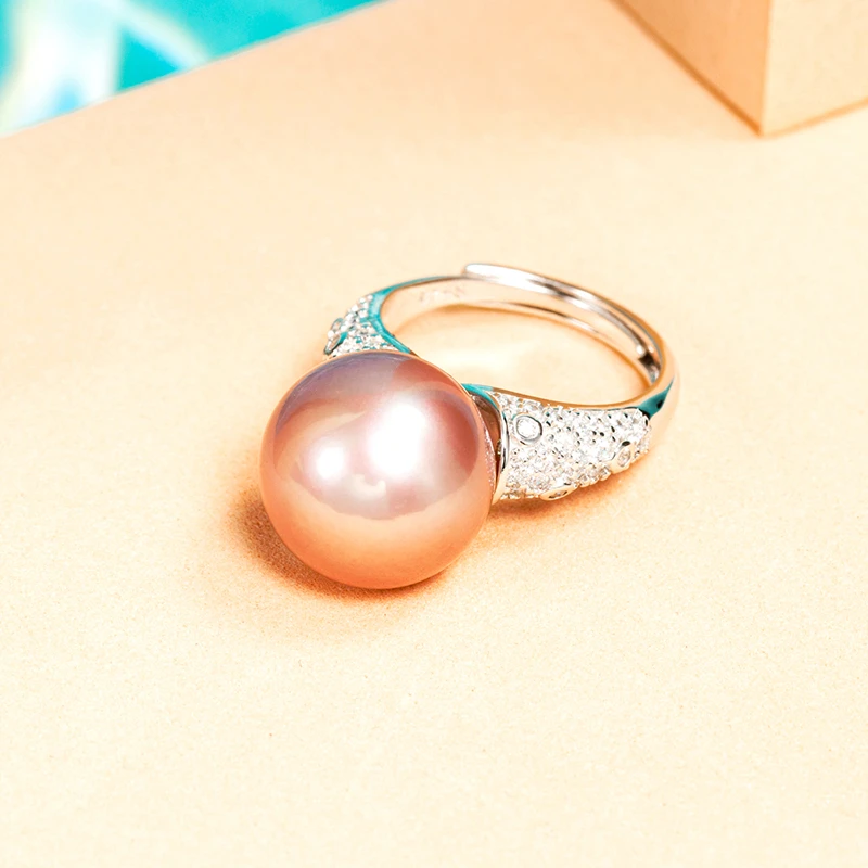 沐银时代S925银冰雪女王紫珍珠戒指多样性发其一