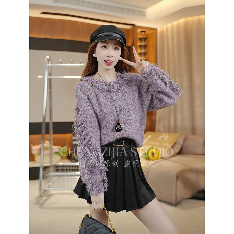 【裴诗婷】MY00104流苏麻花套头毛衣