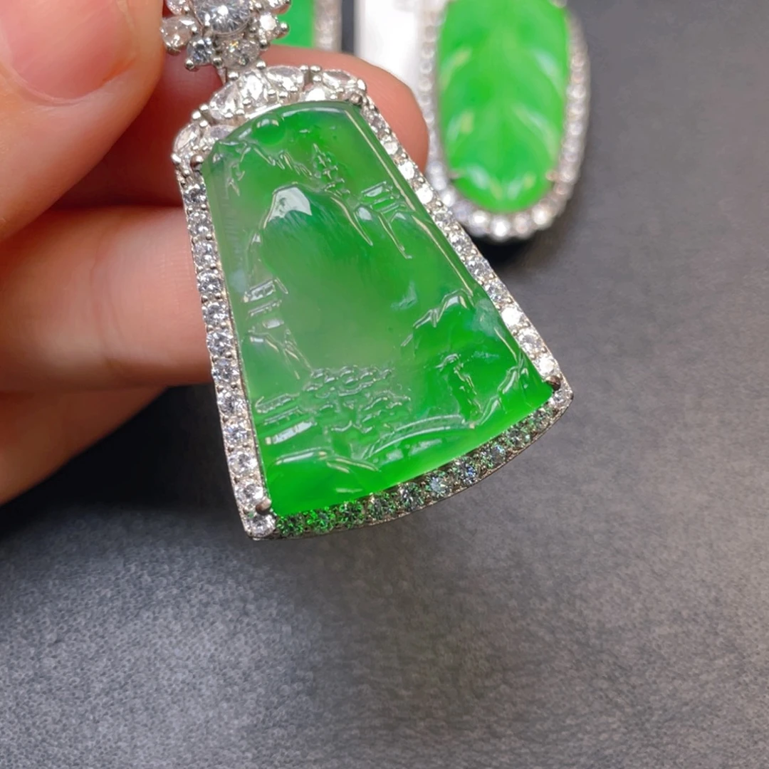 翡翠银S925镶嵌吊坠(不含链)