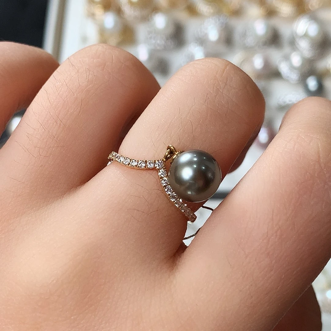 银S925镶嵌海水珍珠戒指