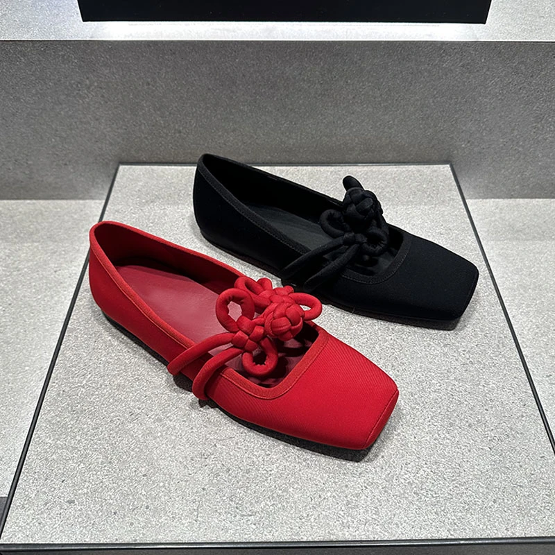 CATTING&KATHY 25春新款女鞋70381103中国结平底单鞋方头玛丽珍鞋