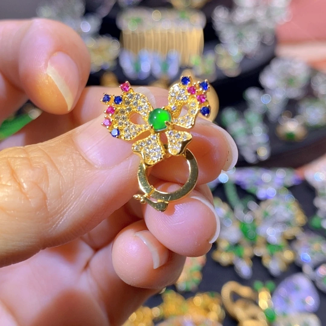 银S925镶嵌挂件翡翠