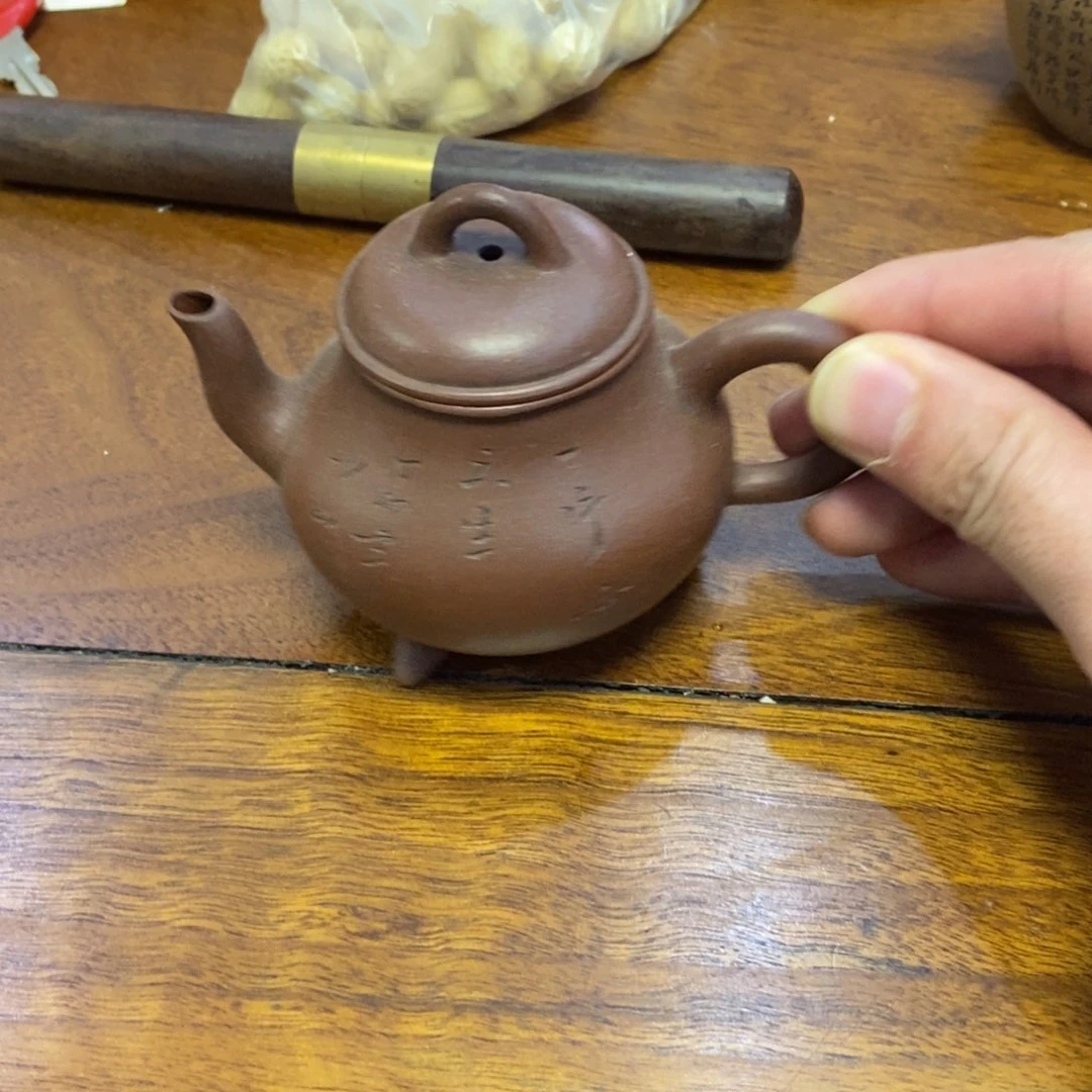 紫砂茶壶我*三足宫灯100毫升紫泥