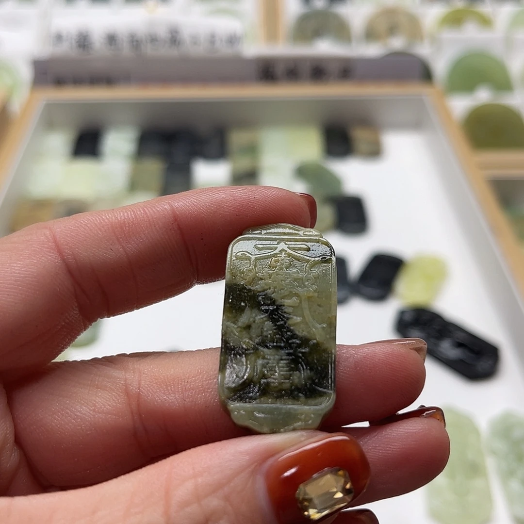 未镶嵌蛇纹石玉颈饰随机发没绳子