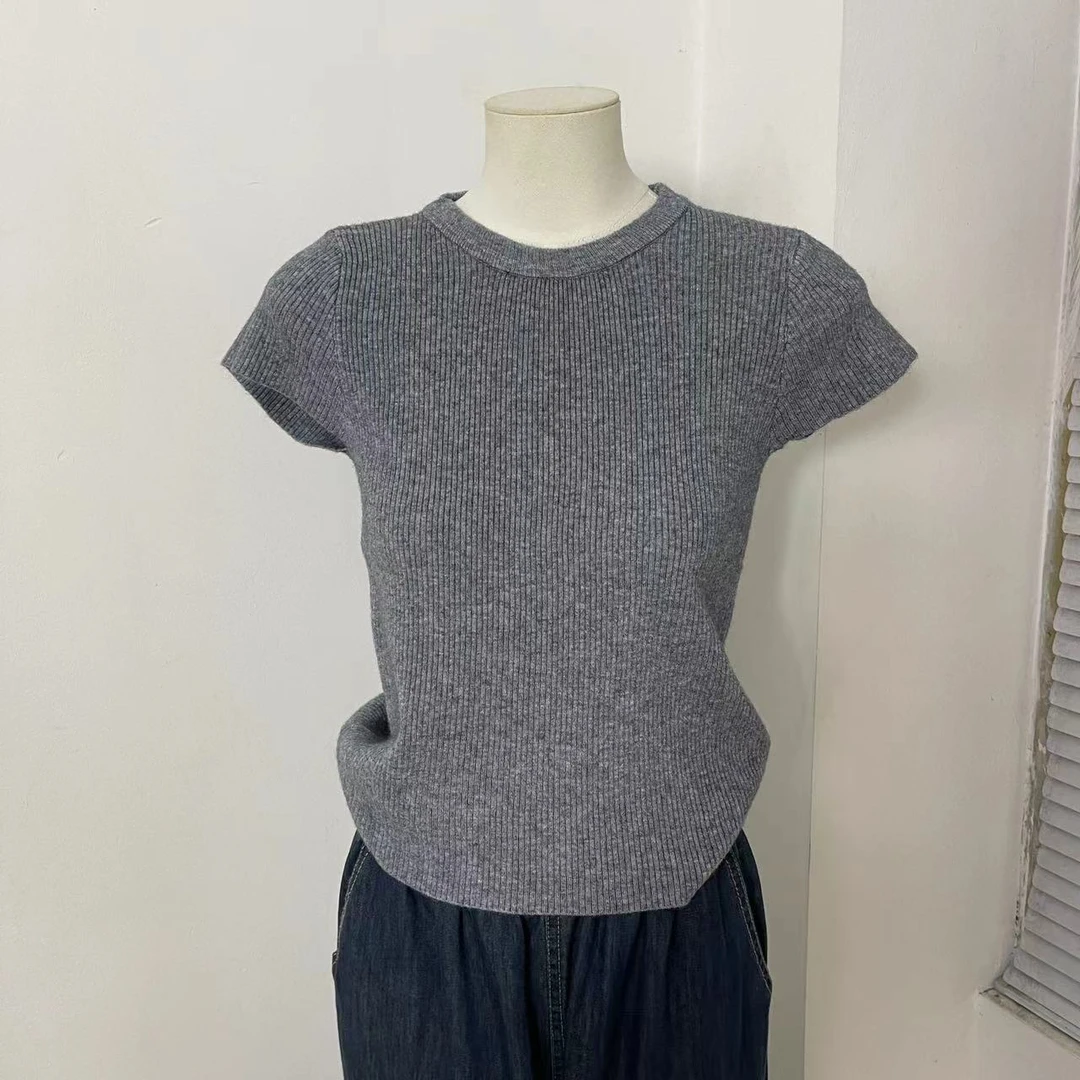 LIZI精选女装  韩国东大门春夏新款时尚百搭修身显瘦针织打底T恤