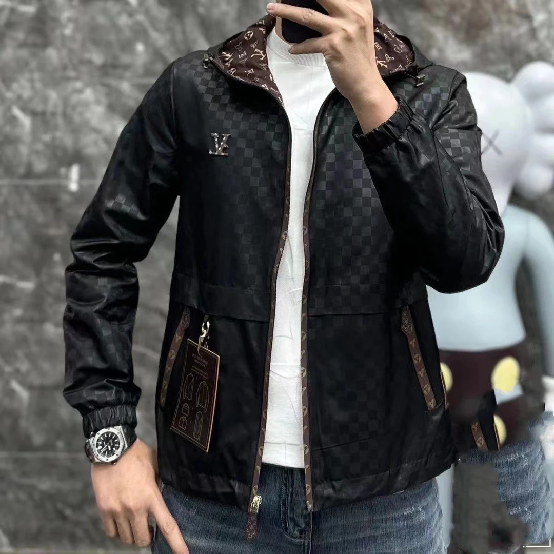 春季新款撞色拼接男士修身外套韩版潮流百搭时尚休闲立领长袖开衫