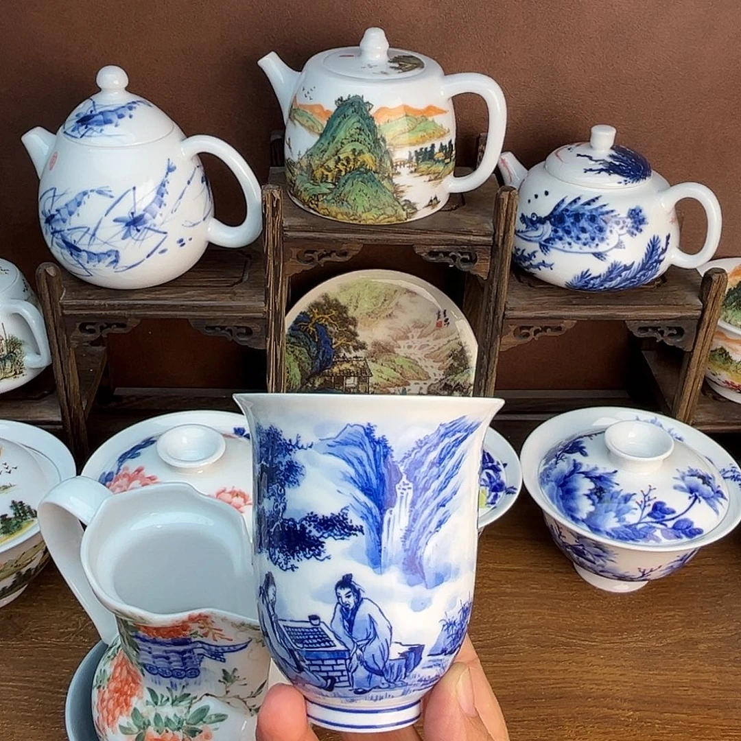 忠意堂釉下彩山水微瑕不退