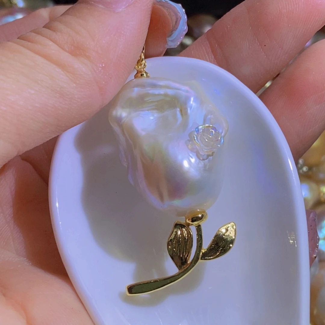 银S925镶嵌淡水珍珠天然淡水珍珠