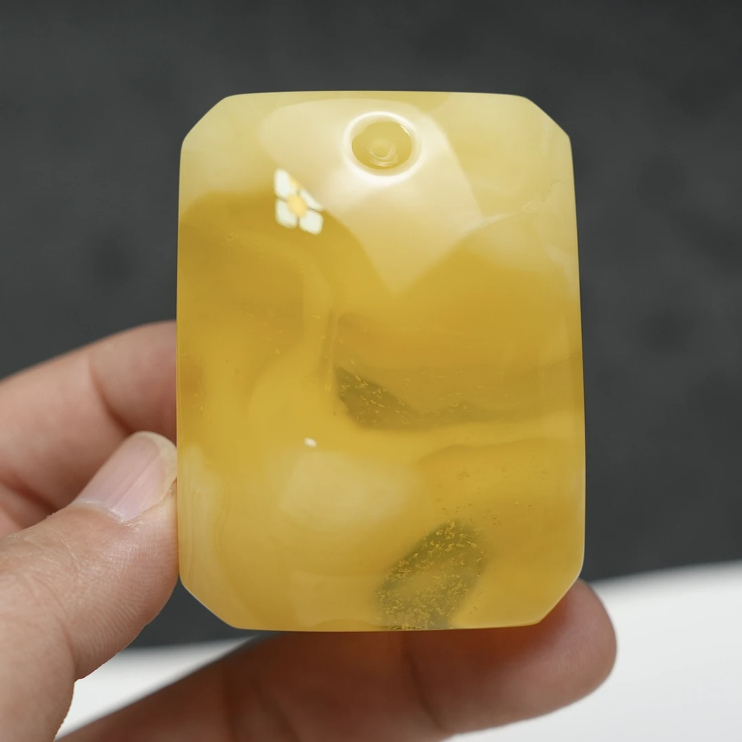 蜜蜡无事牌颈饰挂件方牌天然原矿无优化俄料意境金沙蜜溶洞妖花