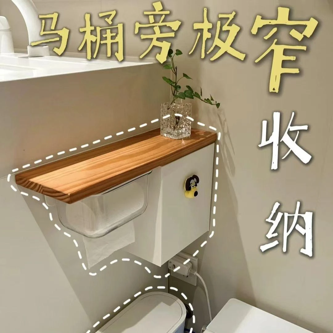 浴室纸巾收纳盒网红新款壁挂置物架厕所洗手间防水储物透明ins风