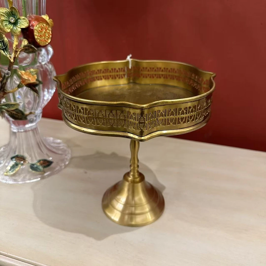 【清仓处理】黄铜高托盘家居摆件