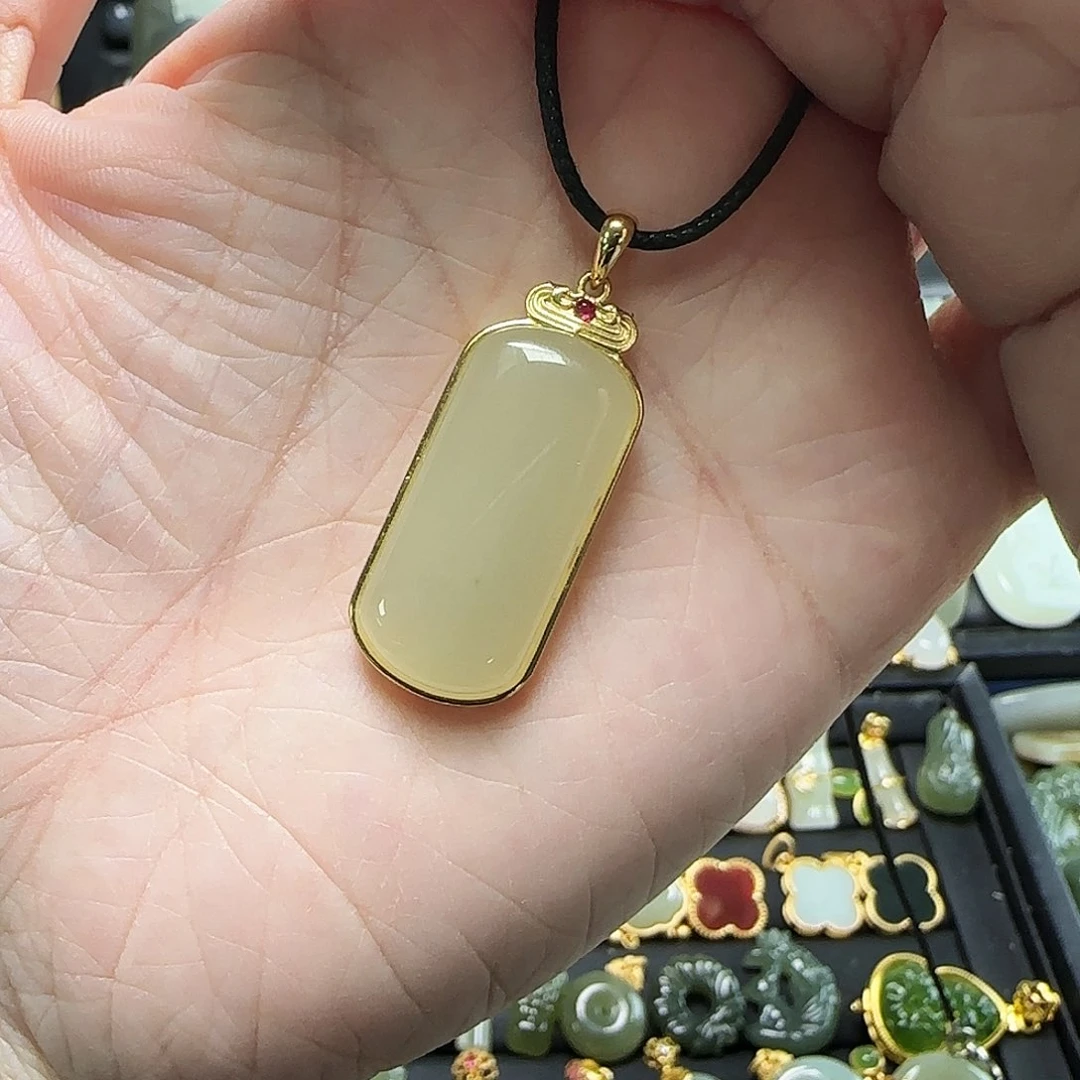 吊坠(不含链)银S925镶嵌和田玉