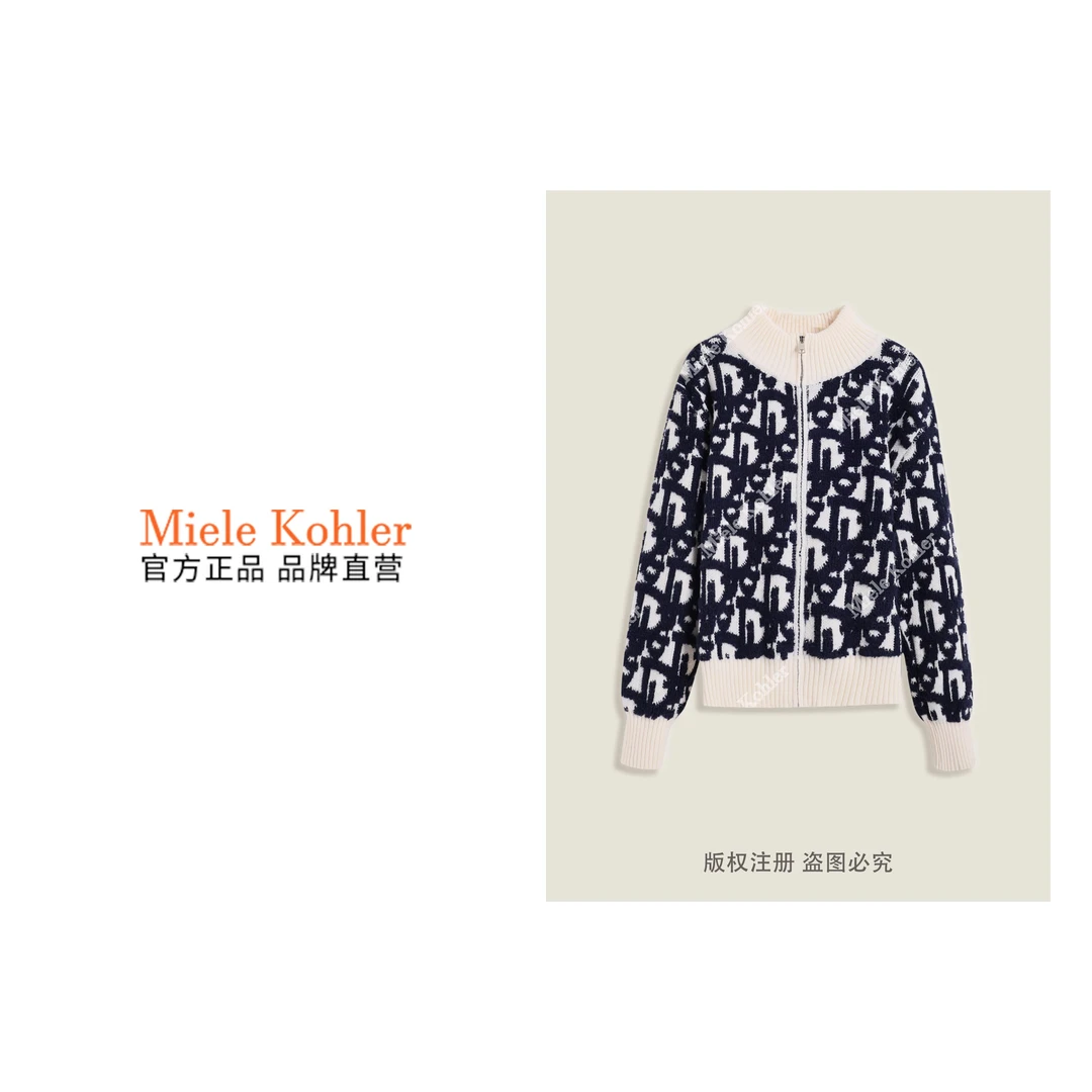 冬季新款设计感刺绣字母女款开衫毛衣MKKQ3728-9【澳门小源同款】