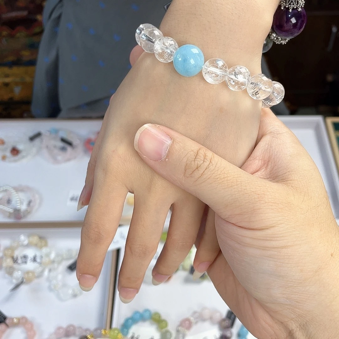 水晶手链银S925镀金镶嵌