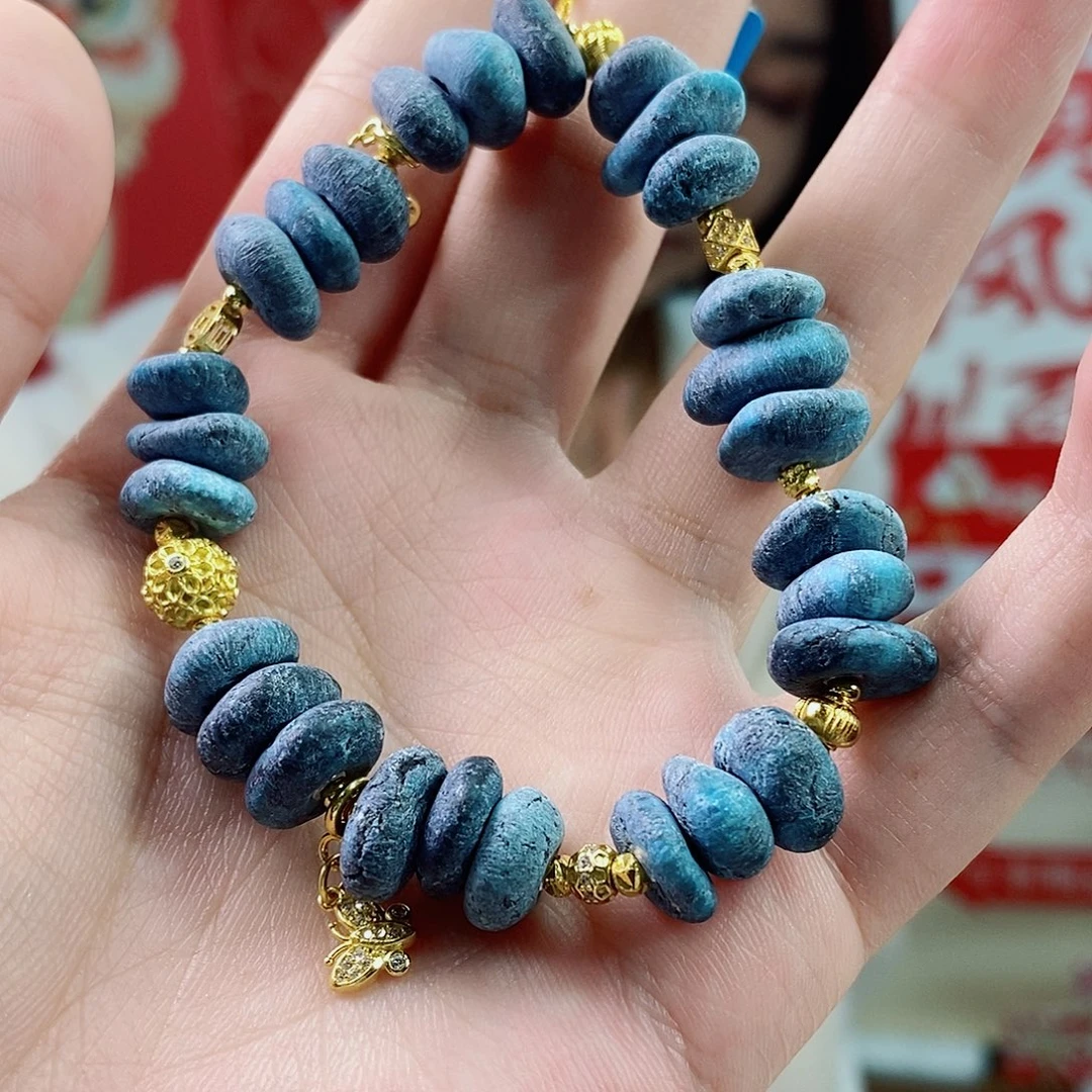 暖***光绿松石银S925镀金镶嵌珠宝奇石