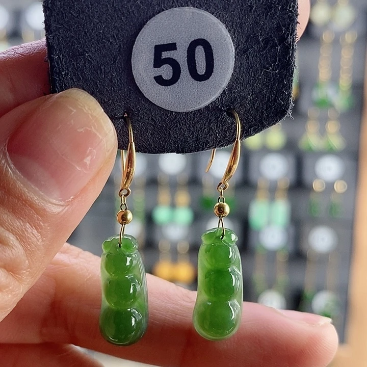 和田玉耳饰18K金镶嵌