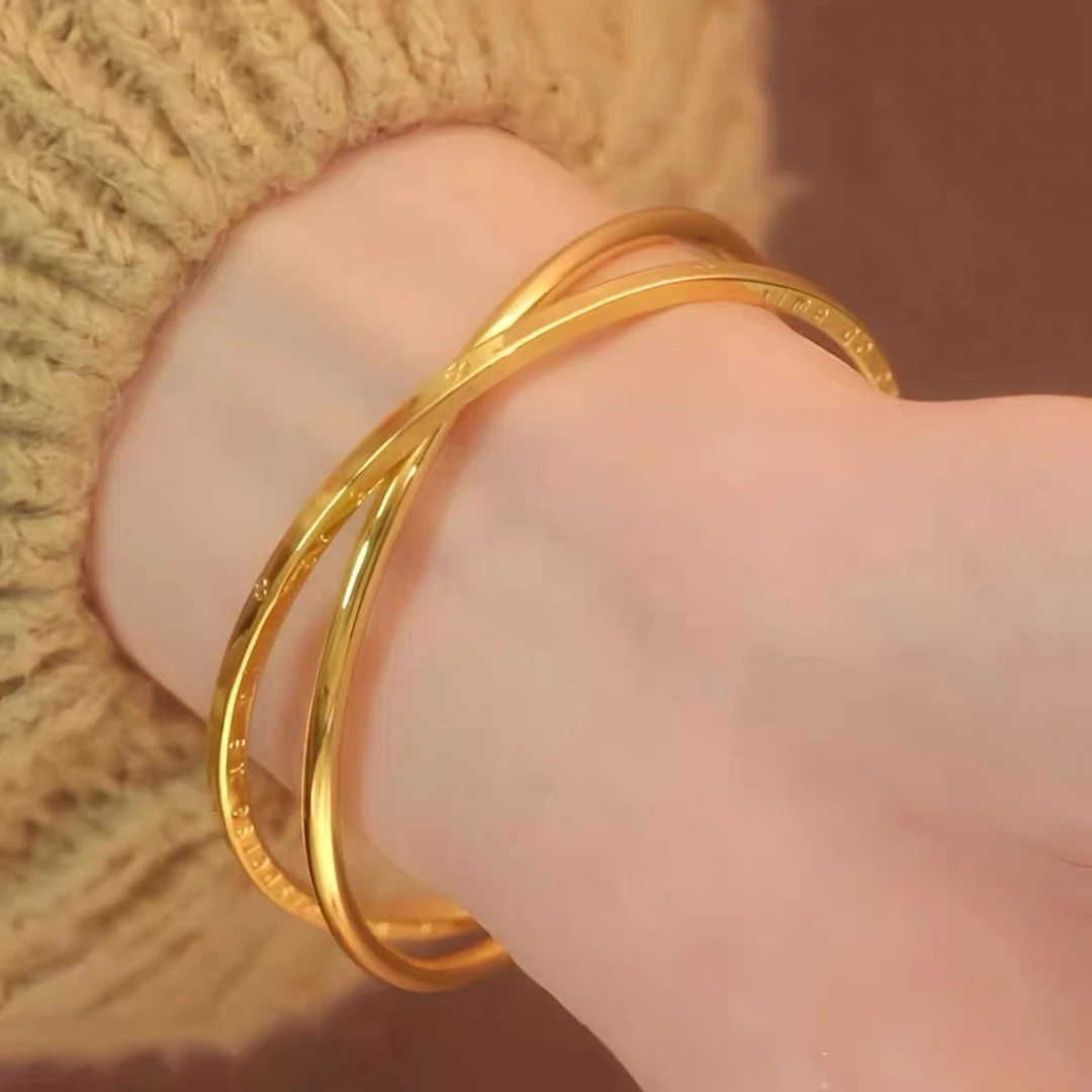 铜合金手镯 36 双环四叶草手环时尚气质高级感小众设计手镯