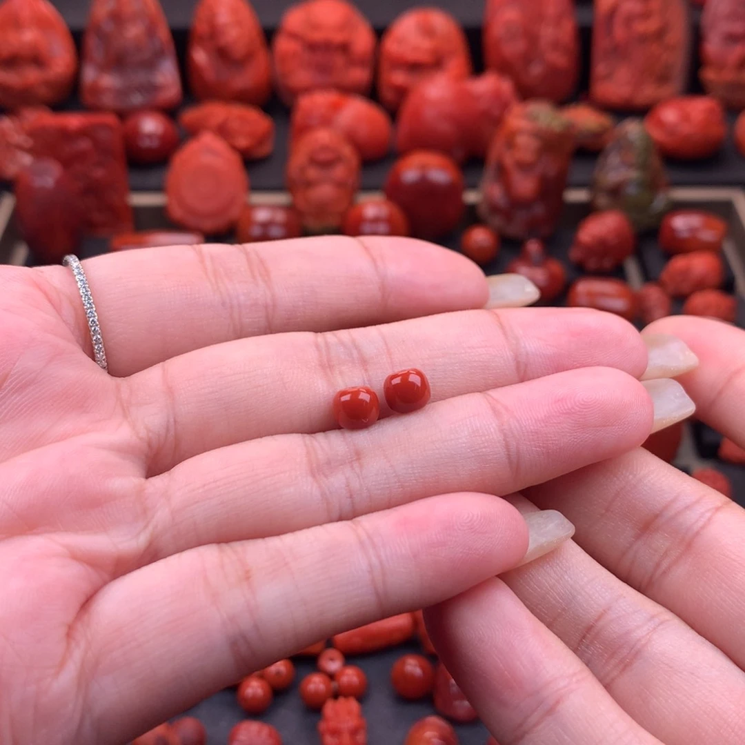 南红玛瑙南红川料原矿老型对珠6mm未镶嵌