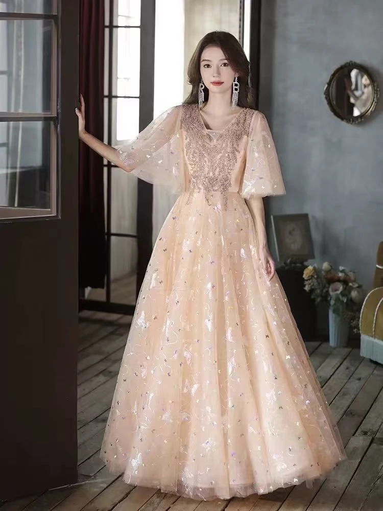 学生晚礼服女成人礼轻奢小众宴会艺考高端主持人高级感毕业公主裙