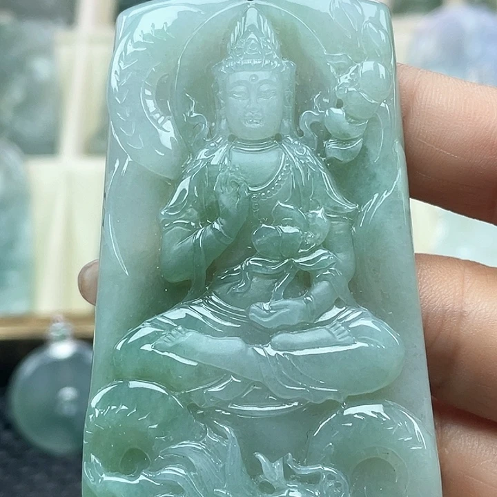 颈饰未镶嵌翡翠天然缅甸翡翠A货玉龙观音