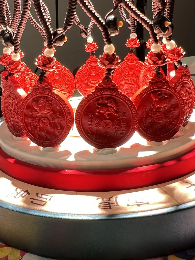 含辰砂工艺品十二生肖及守护神双雕朱砂钥匙扣