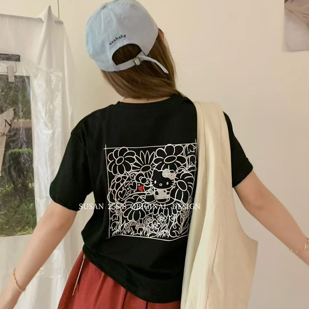 Meiky饼 减龄百搭 设计感印花刺绣休闲T恤 2色