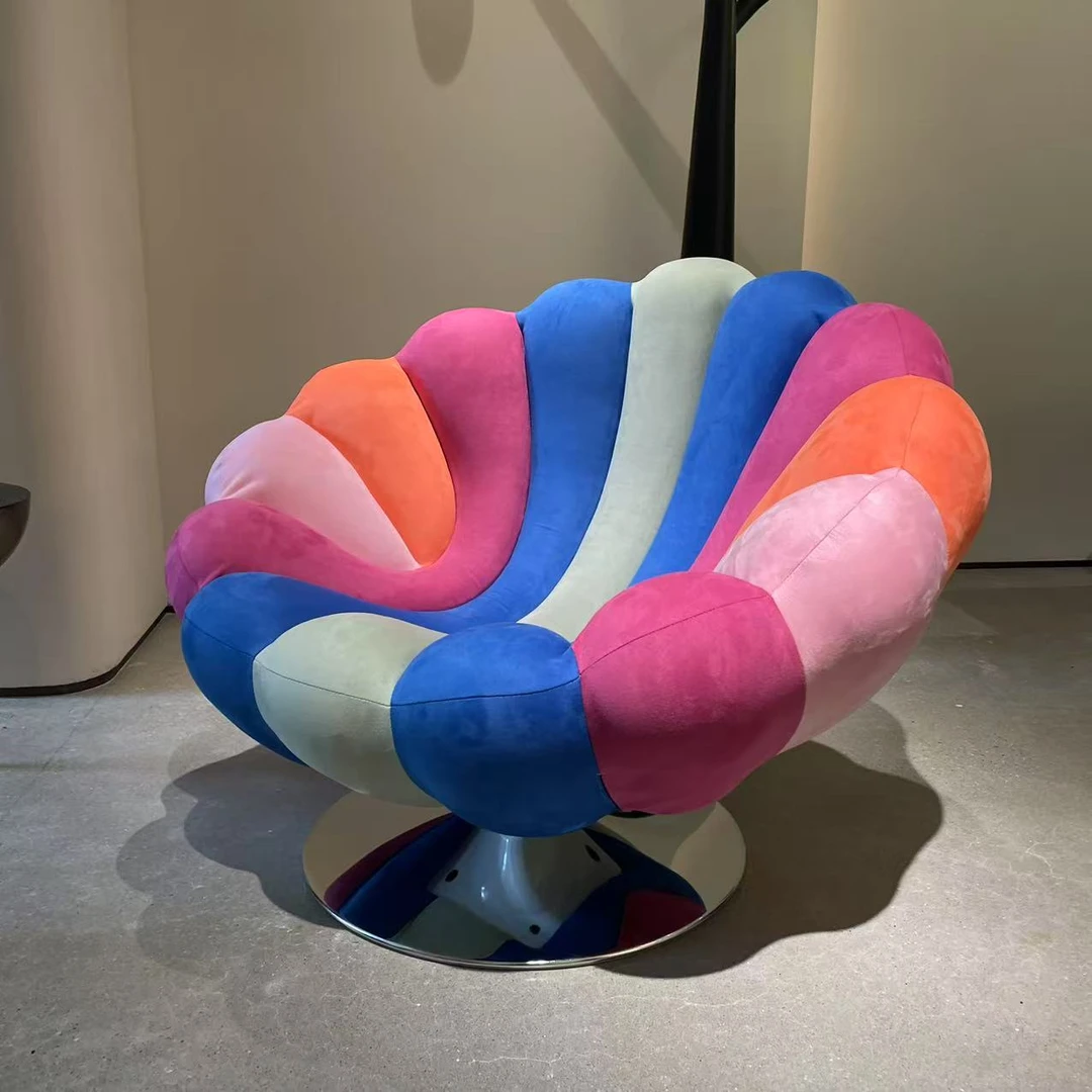 海葵沙发椅北美设计现代简约客厅酒店会所轻奢彩虹花瓣旋转休闲椅