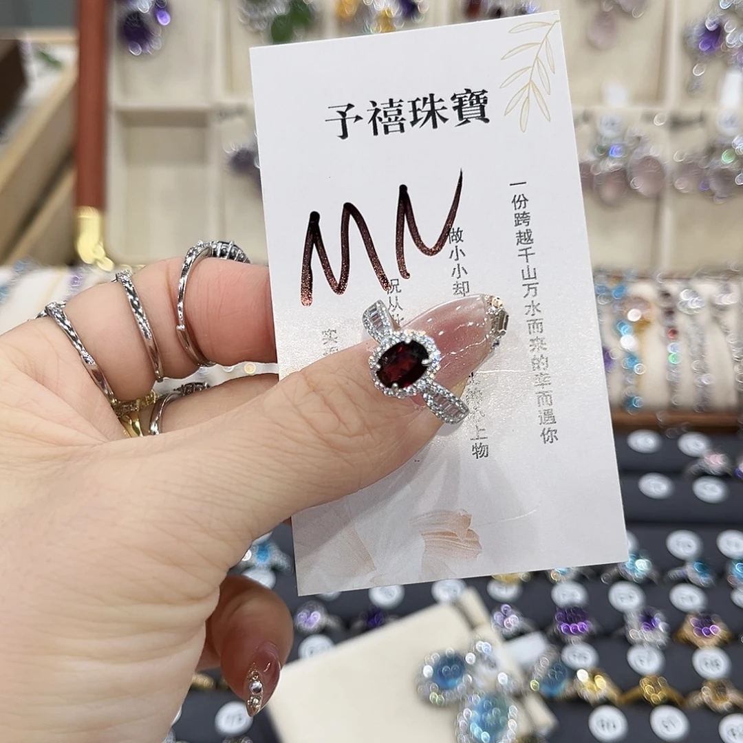 M***N戒指银S925镶嵌石榴石