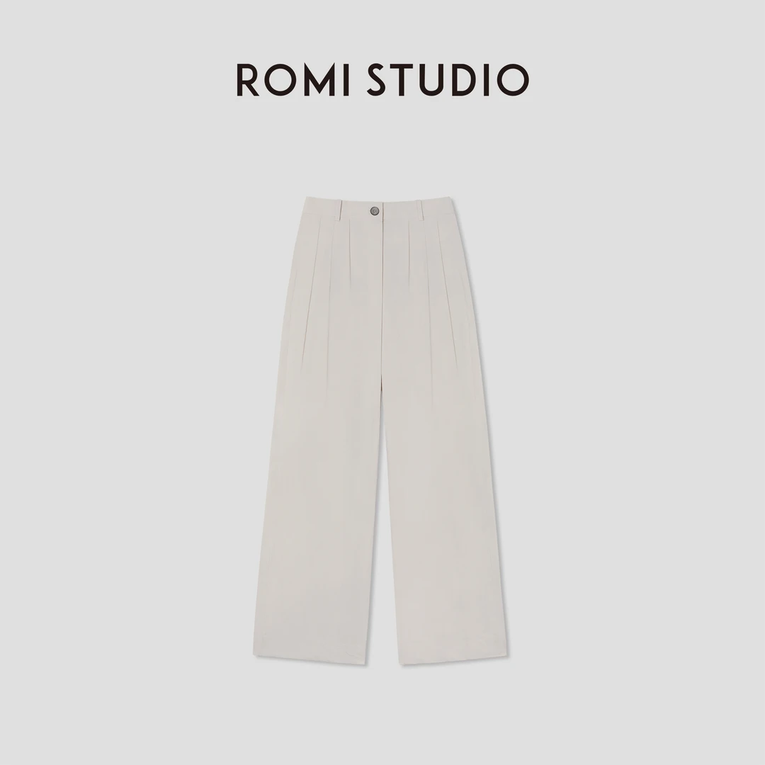 ROMI STUDIO“休闲随性”100%棉高密纸感宽松直筒休闲裤 RWCSXG1611