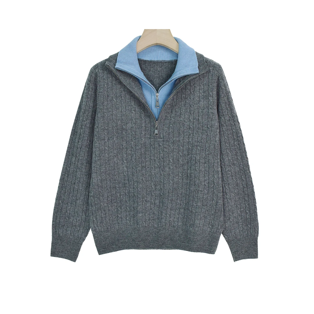 【JIUJIU】半高领撞色高级感气质百搭针织衫-Y19230