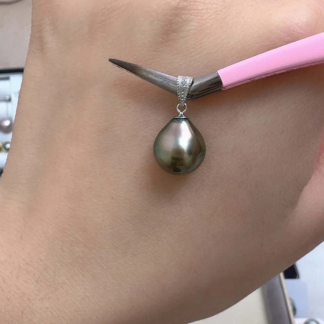海水珍珠吊坠(不含链)18K金镶嵌