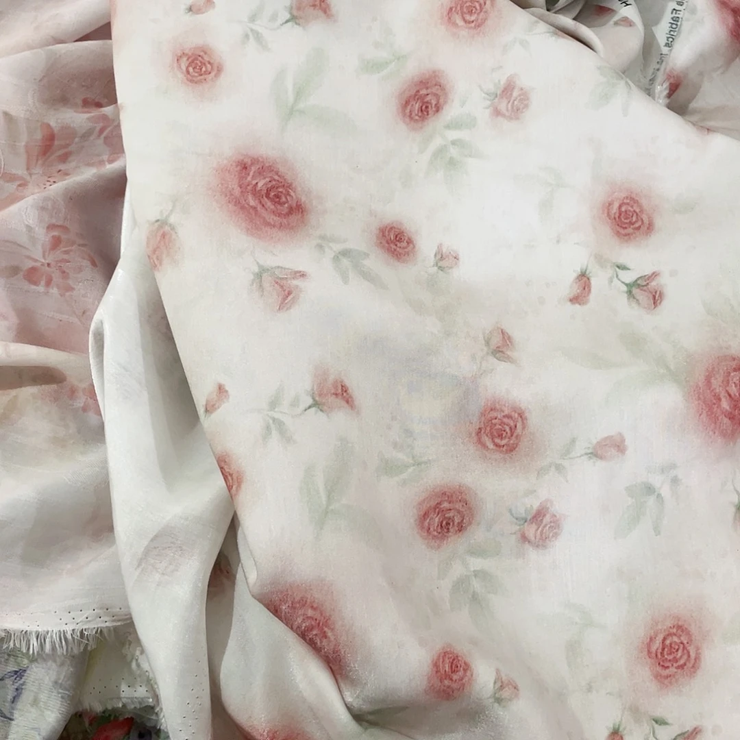 一米价数码纯人丝1.4米宽果子布艺地卷