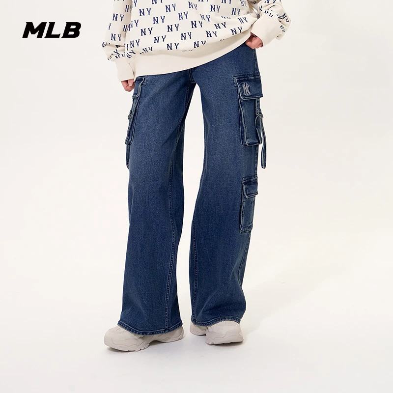 MLB官方女款流光风多口袋宽松阔腿裤工装风牛仔裤25夏季新款DPB05