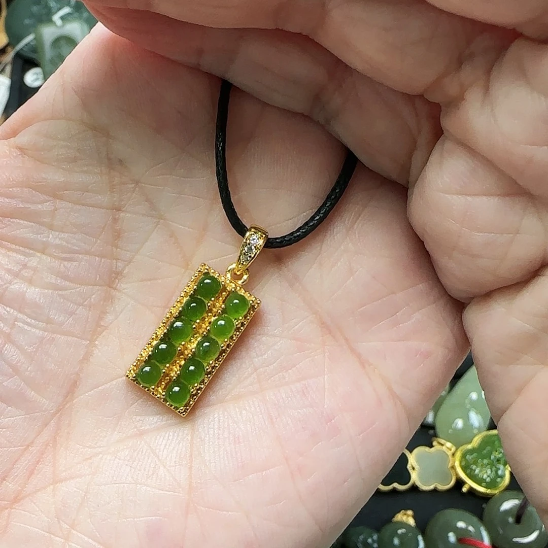和田玉银S925镶嵌吊坠(不含链)