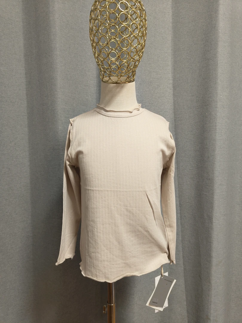 熊出沐女童上衣春季2025新款木耳边百搭纯色保暖打底衫长袖T恤