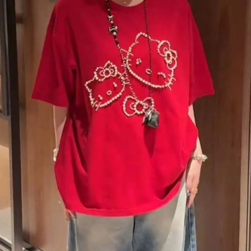 《雨桐精选》双猫头钉珠T恤-1189