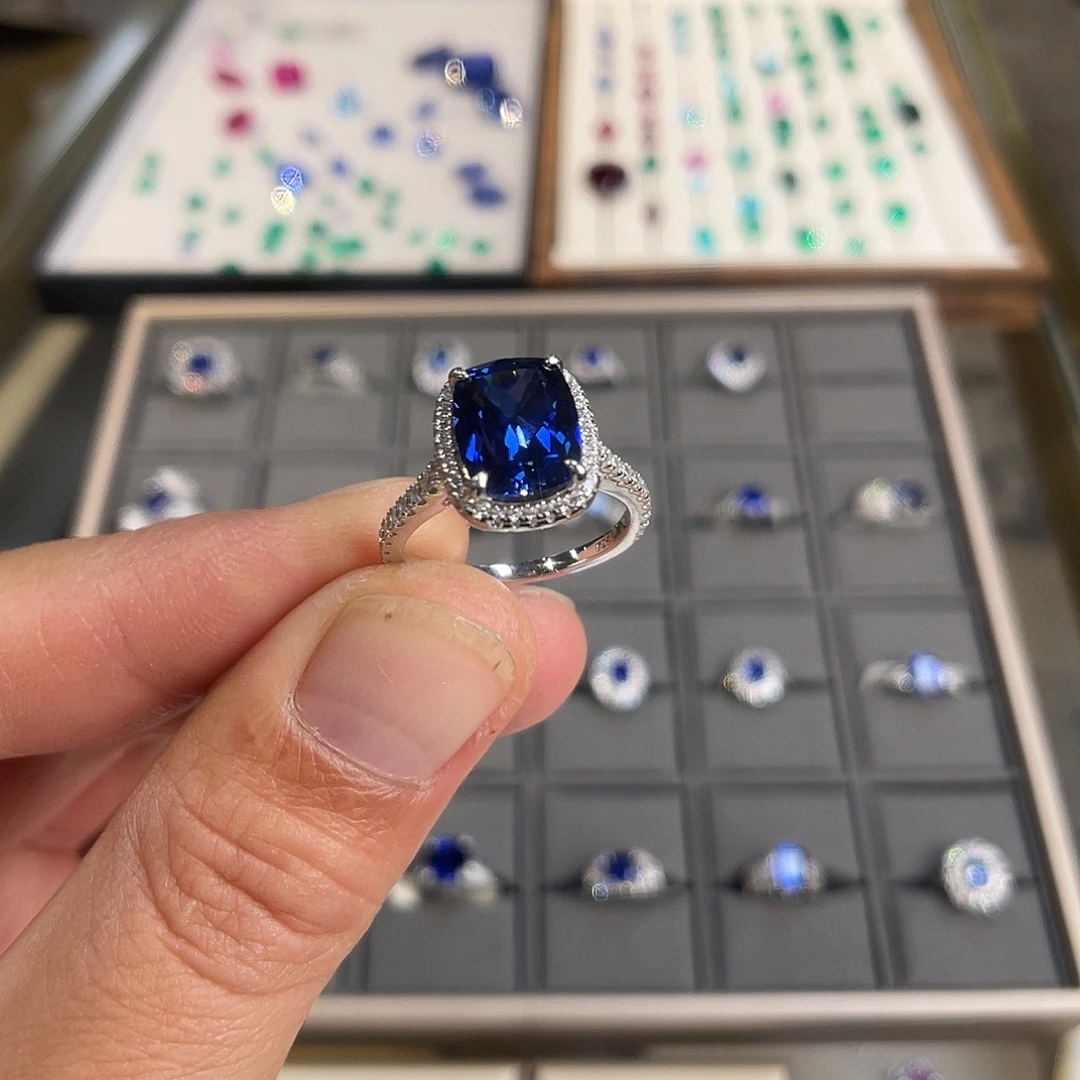 925银培育宝石实心s925银镶