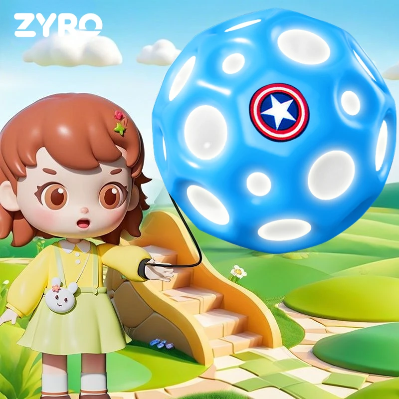 手腕月球石弹力球夜发光提升专注力解压儿童高弹力回弹带绳甩甩球