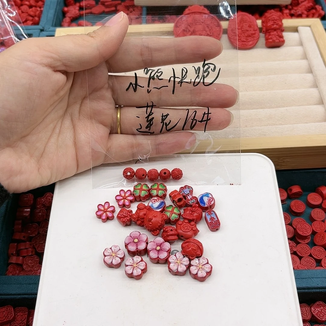 天然辰砂莲花珠手链16