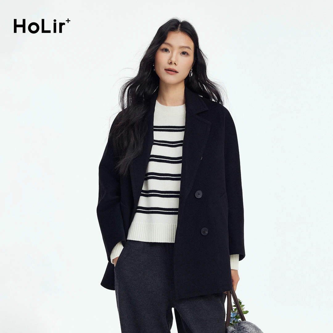 【新年专享】【801短版】羊绒羊毛六筒一手长休闲大衣7780