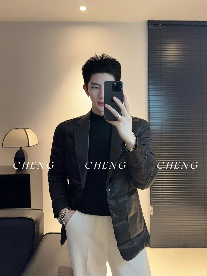 「程程的试衣间」轻奢定制绵羊皮90白鸭绒西装冬季时尚百搭洋气外套