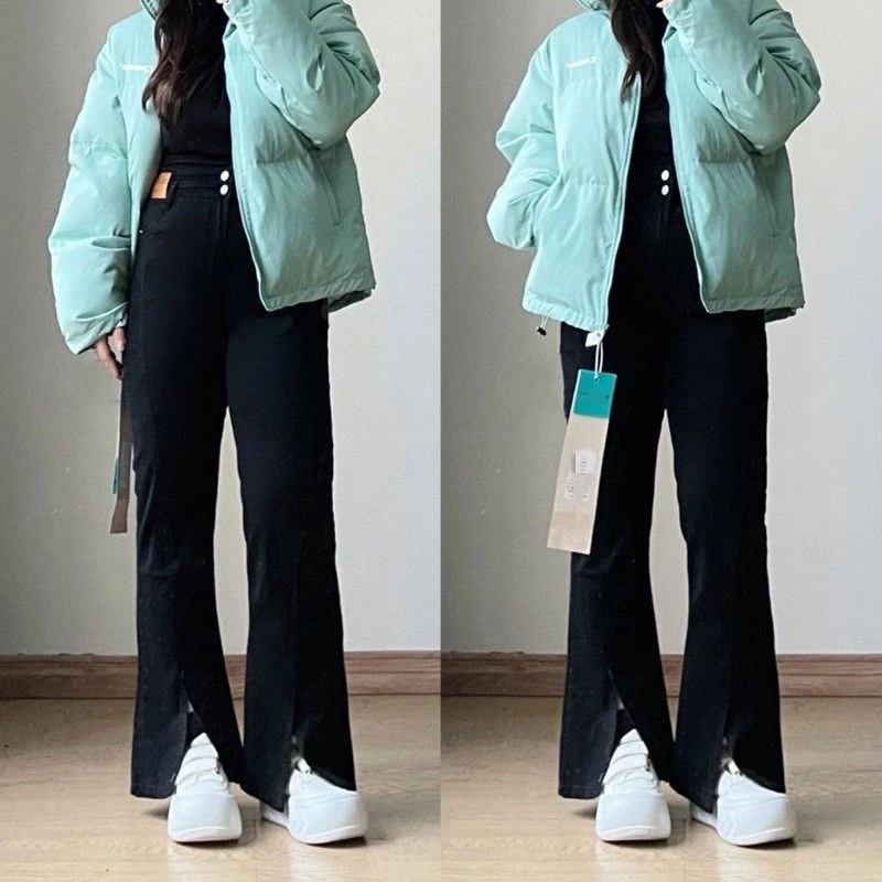 2-300斤大码女装胖mm高腰微喇牛仔裤女秋冬宽松显瘦遮肉加绒长裤