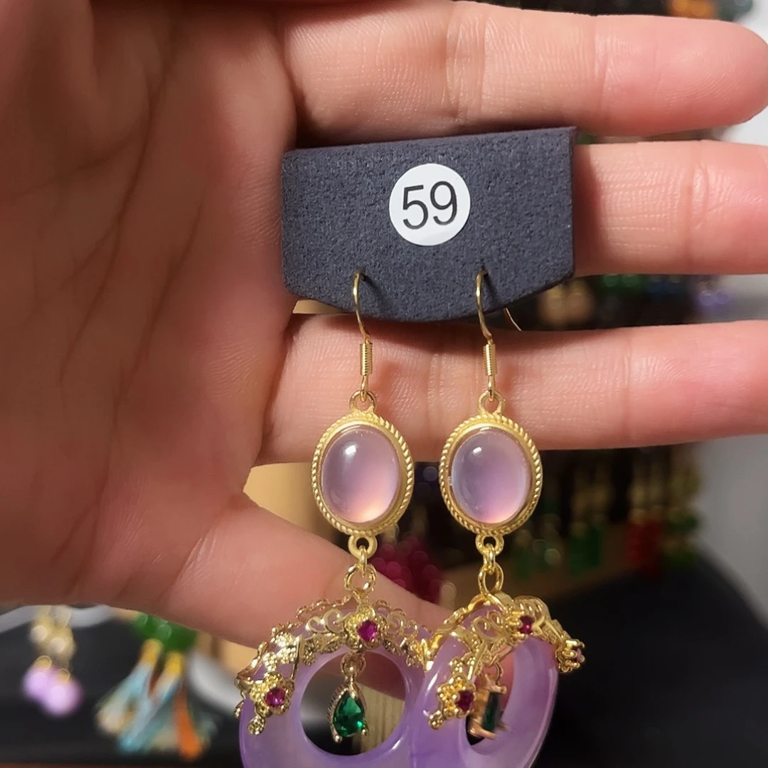 锆石纯铜925银耳饰