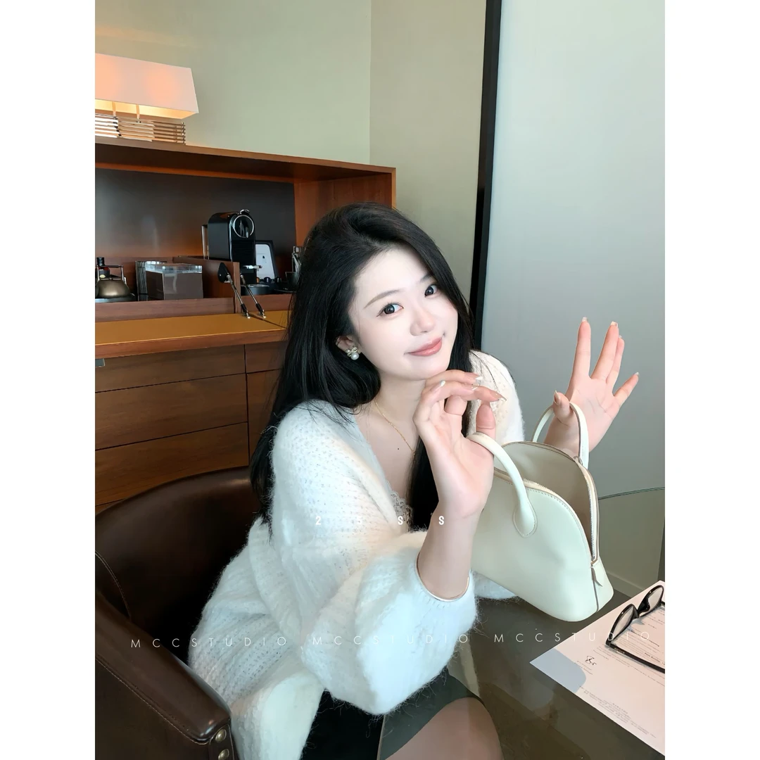 MCcStudio温柔第一名 灯笼袖开衫 白月光羊毛针织开衫#9300