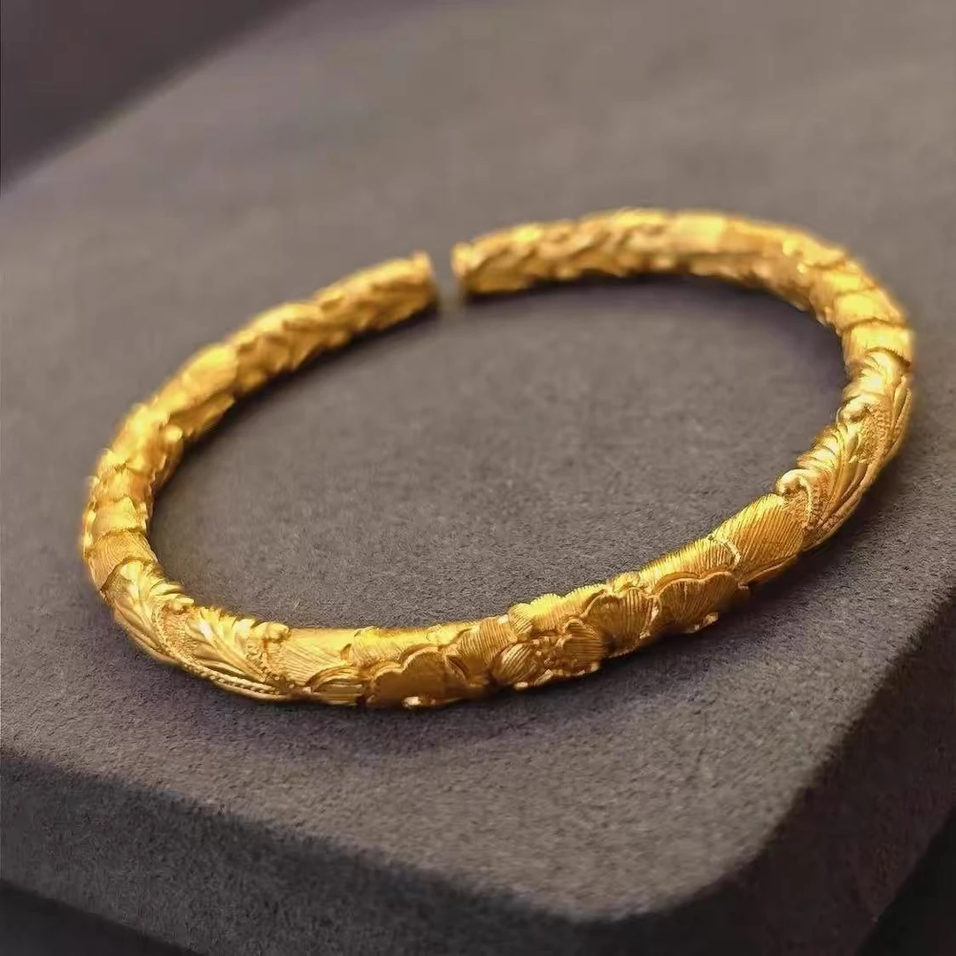 足银手镯 重工牡丹手镯0721