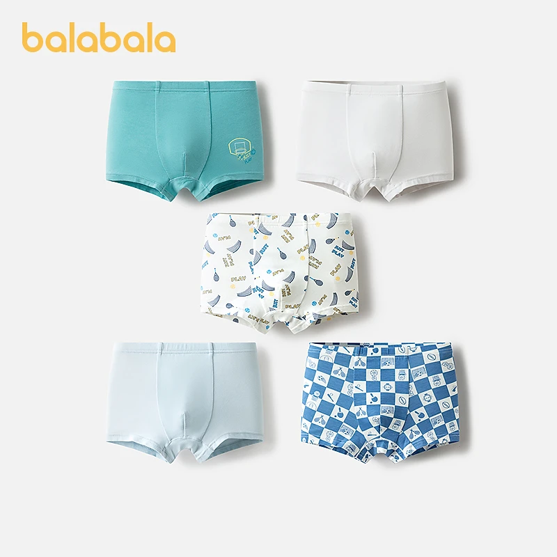 巴拉巴拉男童内裤棉平角柔软小童宝宝中大童四角抑菌裆短裤五条装
