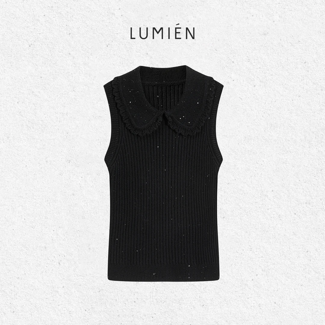 现货【LUMIEN 新品】“千金玛德琳“木耳边珠片背心LX5DBB148